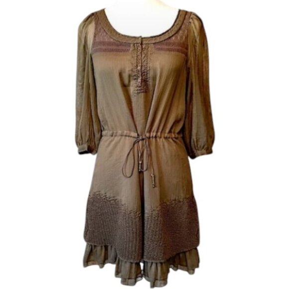 Free People Dresses & Skirts - Free People brown ruffle hem dress size S